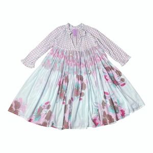 Floral Midi Dress in Pink and White